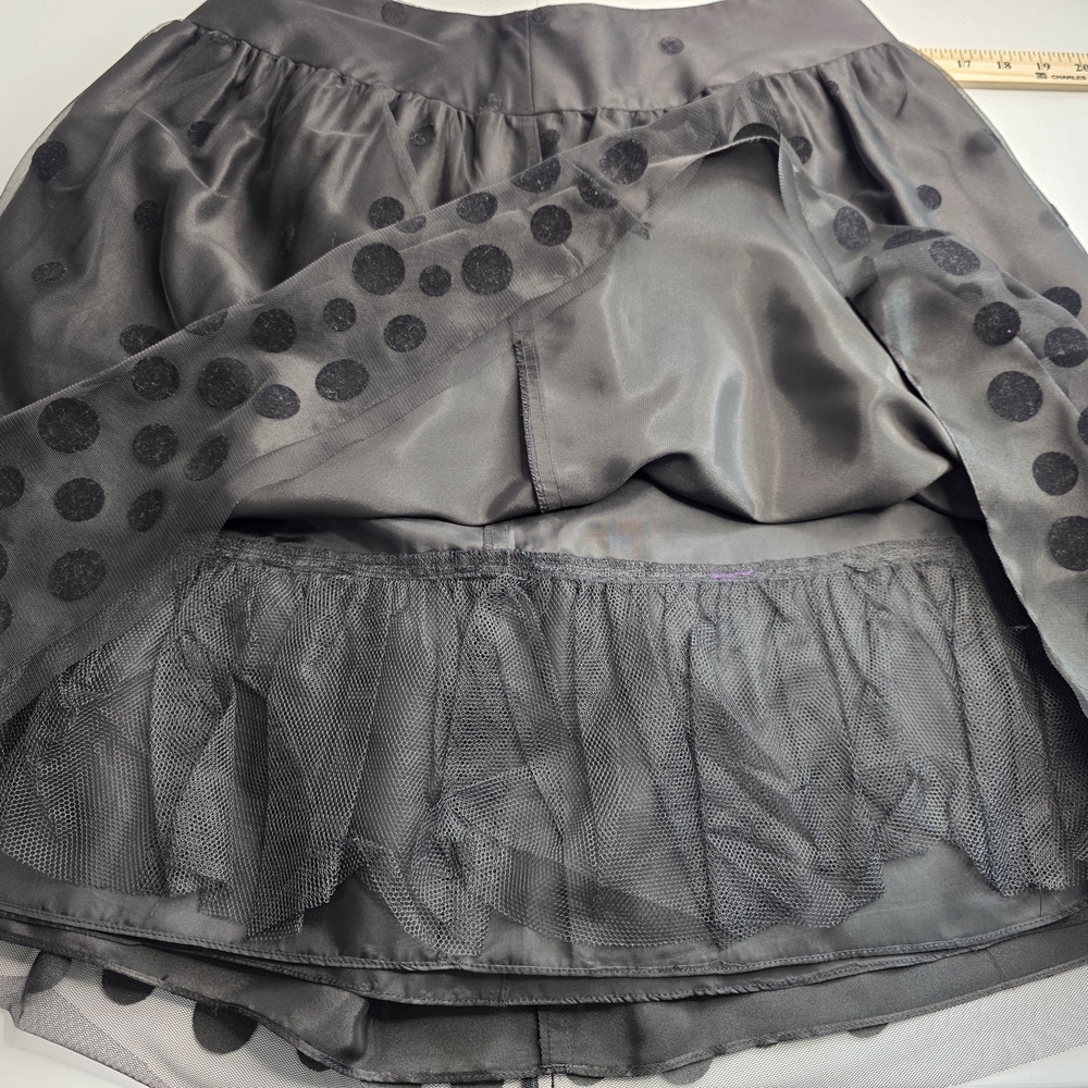 Adrianna Papell Evening Essentials Black Sheer Polka Dot A-Line Skirt Ce-2681 - Picture 4 of 9
